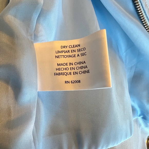 Insight Brand Faux Leather Zip Jacket Embellished Hem & Cuffs Sz 8 Light Blue - Picture 9 of 10